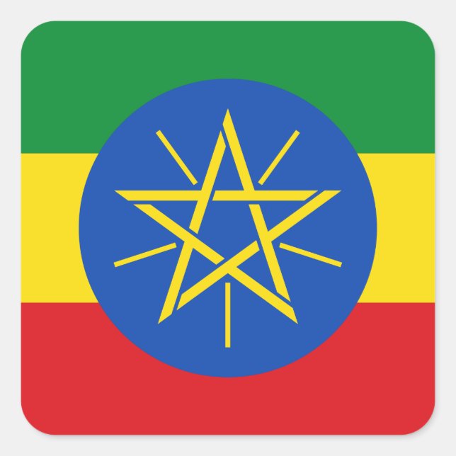 Äthiopische Flagge Quadratischer Aufkleber (Vorderseite)