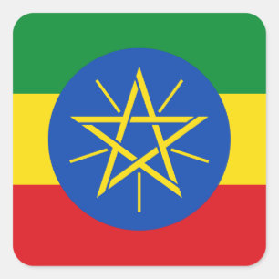 Äthiopische Flagge Quadratischer Aufkleber