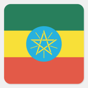 Äthiopische Flagge Quadratischer Aufkleber