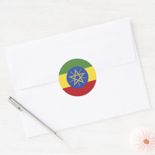 Äthiopische Flagge Runder Aufkleber
