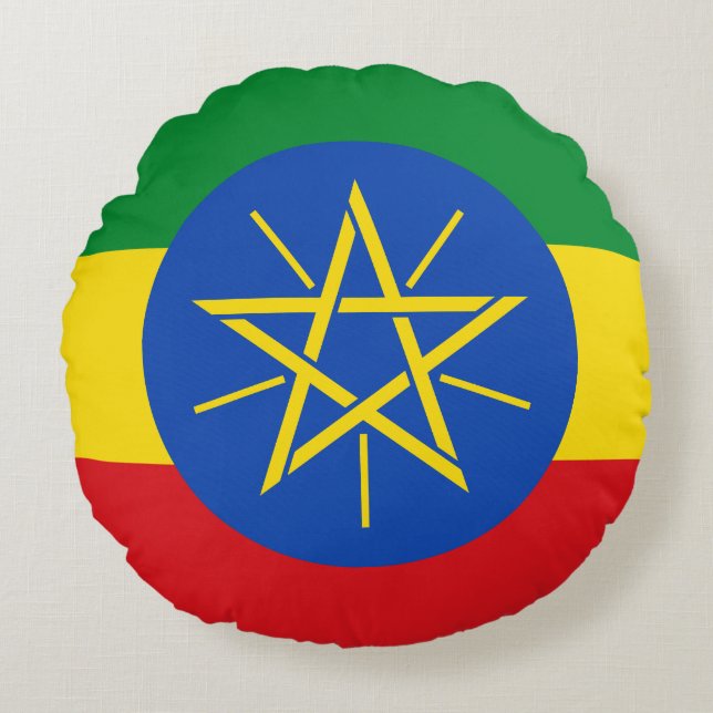 Äthiopische Flagge Rundes Kissen (Vorderseite)
