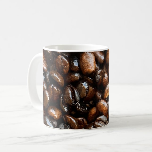 Äthiopische Kaffeebohnen Fotografisches Muster Ges Kaffeetasse (Vorderseite Links)