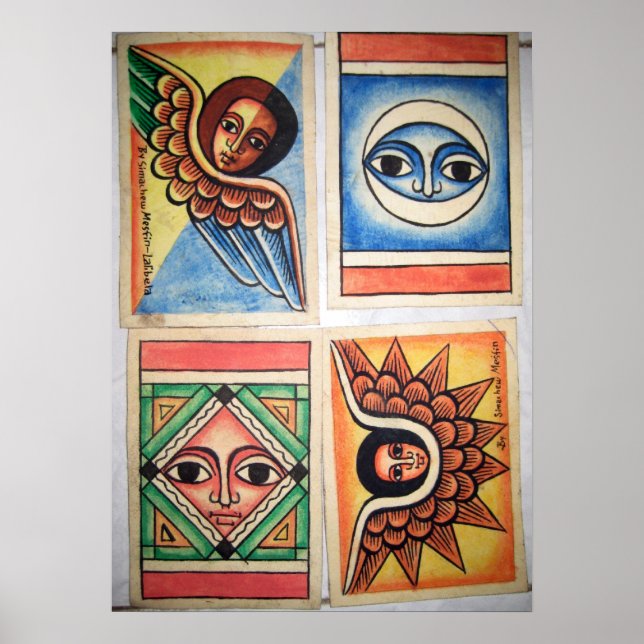 Äthiopische Kirchenmalerei - Angels Artwork Poster (Vorne)