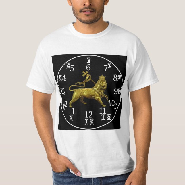 Äthiopische Löwenuhr - Amharische und englische Nu T-Shirt (Vorderseite)