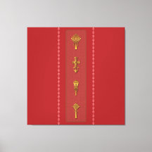 Äthiopische orthodoxe Kreuze – Gold auf Rot
