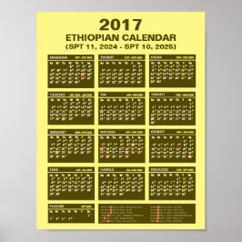 Äthiopischer Kalender 2017 für die Jahre 2024 und  Poster