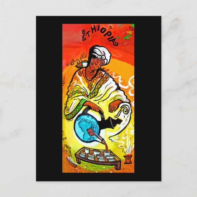 Äthiopischer Mann in Turban Pouring Tee Postkarte (Vorderseite)