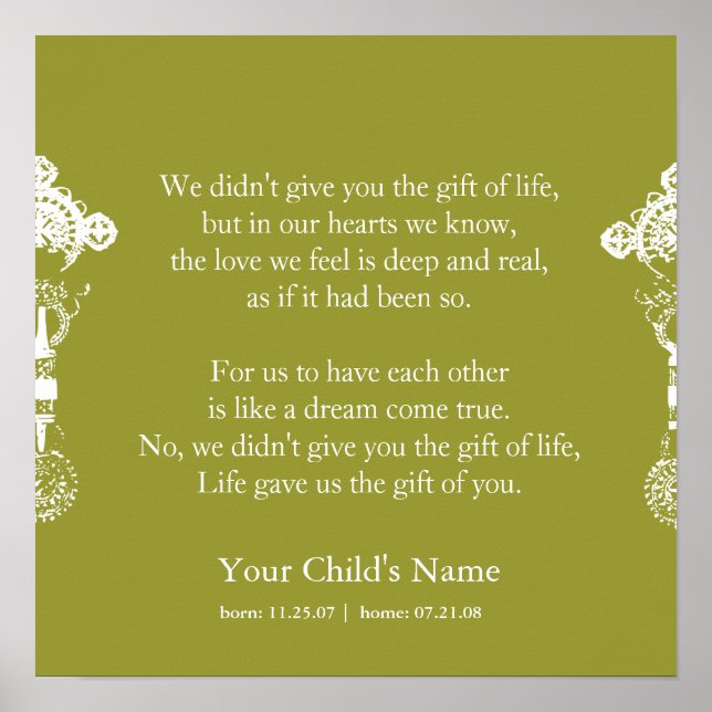 Äthiopisches Cross - Adoption Gedicht Poster (Vorne)