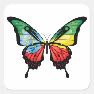 Äthiopisches Frack Schmetterlingsflaggenaufkleber Quadratischer Aufkleber