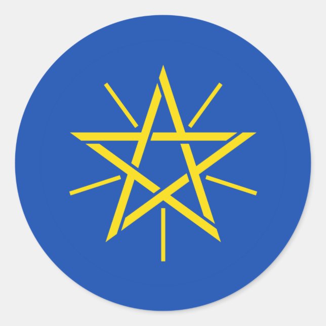 Äthiopisches NationalEmblem, Äthiopien Runder Aufkleber (Vorderseite)