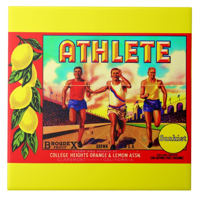 Athlete Fruchtkartett der 30er Jahre Fliese (Vorderseite)