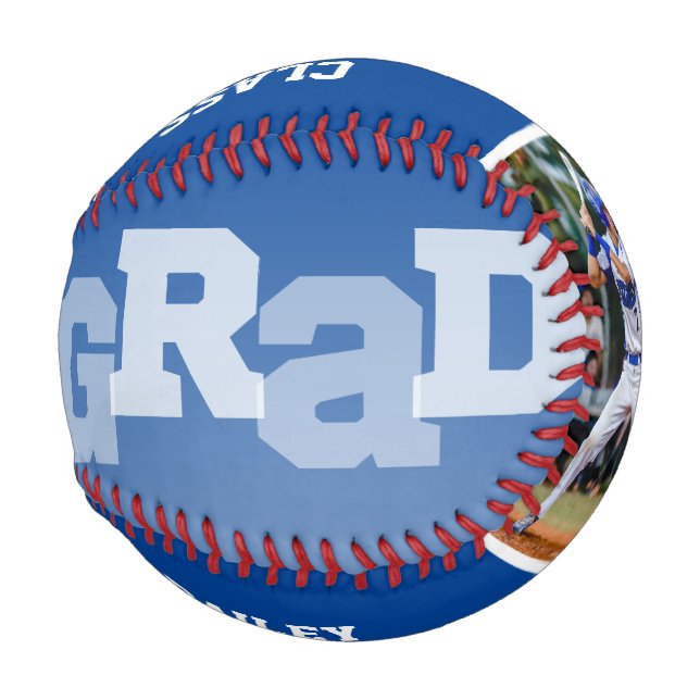Athlete GRAD Blue Ombre Abschluss Foto Baseball (Vorne Rechts)