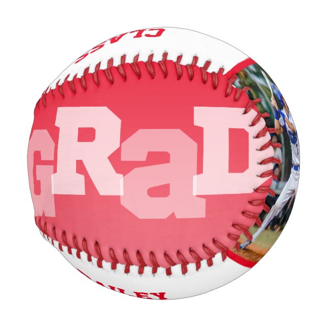 Athlete GRAD Red Ombre Abschluss Foto Baseball (Vorne Rechts)