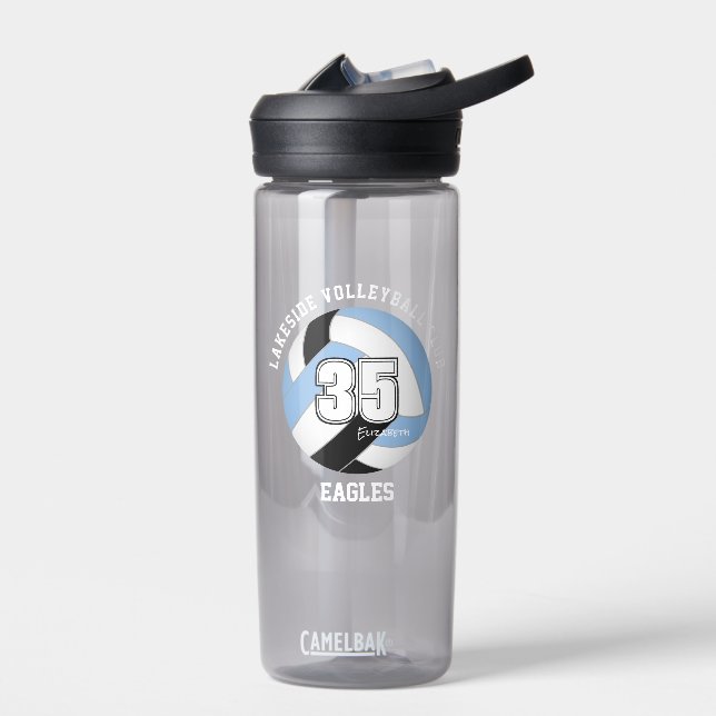 Athleten Name Blau schwarzen Volleyball Team Geist Trinkflasche (Links)