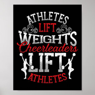 Athleten stemmen Gewichte Cheerleader hebt Athlet Poster