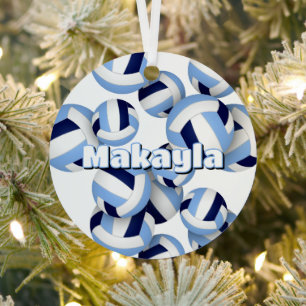 Athletenname auf lblauen Volleyballs Sake Ornament Aus Metall