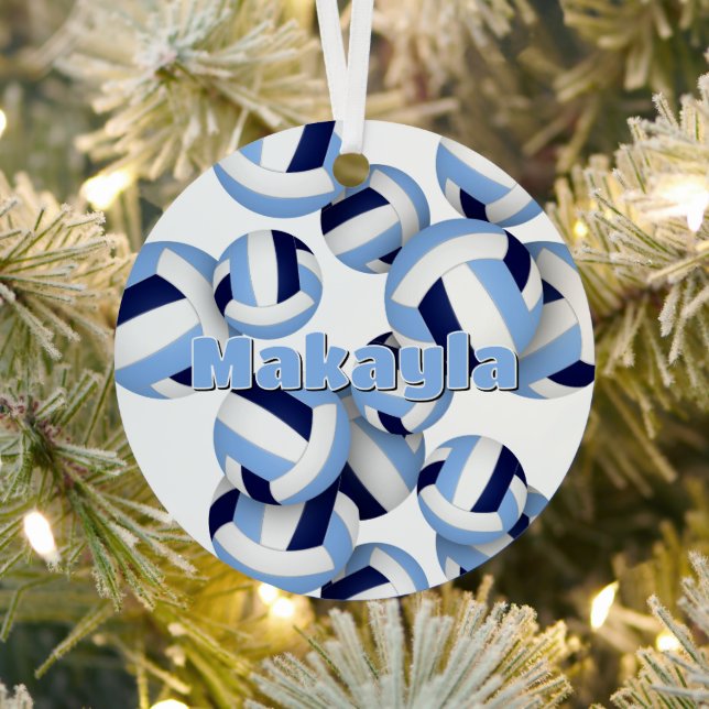 Athletenname auf lblauen Volleyballs Sake Ornament Aus Metall (InSitu)