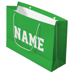 Athletic 70er Weiß YOUR NAME Text auf hellgrün Große Geschenktüte