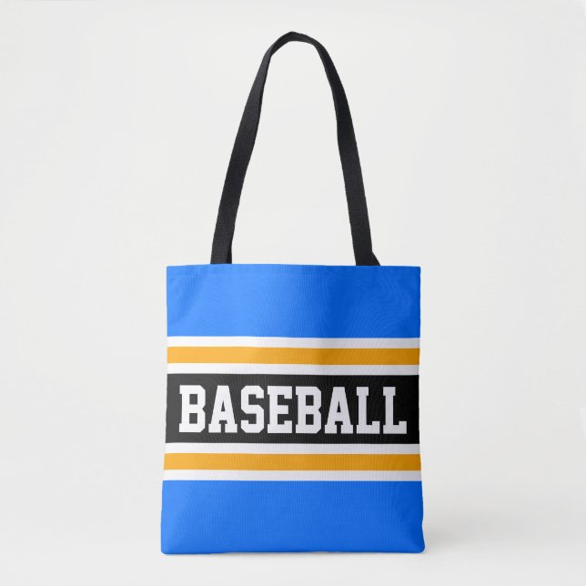 Athletic BASEBALL Bright Blue Black Yellow Strips Tasche (Vorderseite)