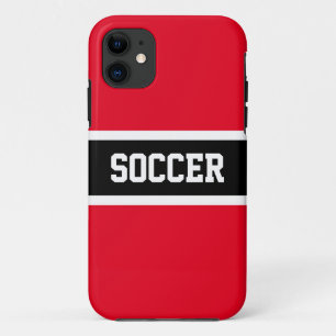 Athletic Bold Schwarz-weiß Red Stripes "SOCCER" Case-Mate iPhone Hülle