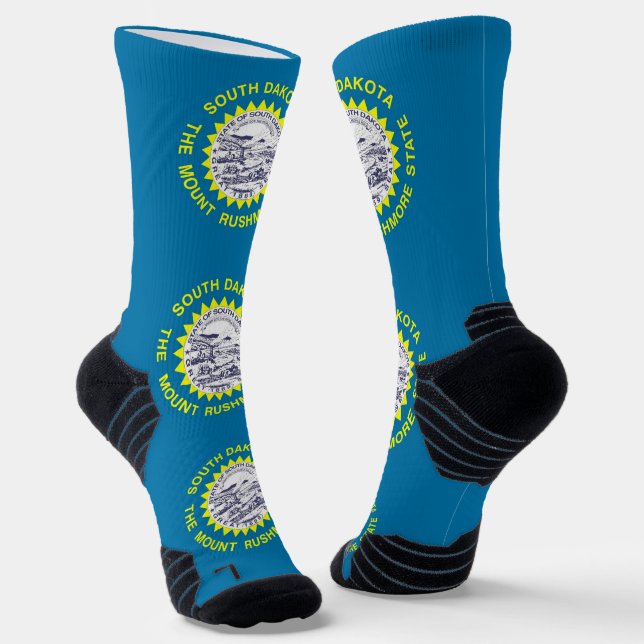 Athletic Crew Sock mit der Flagge von South Dakota Socken (Gewinkelt)