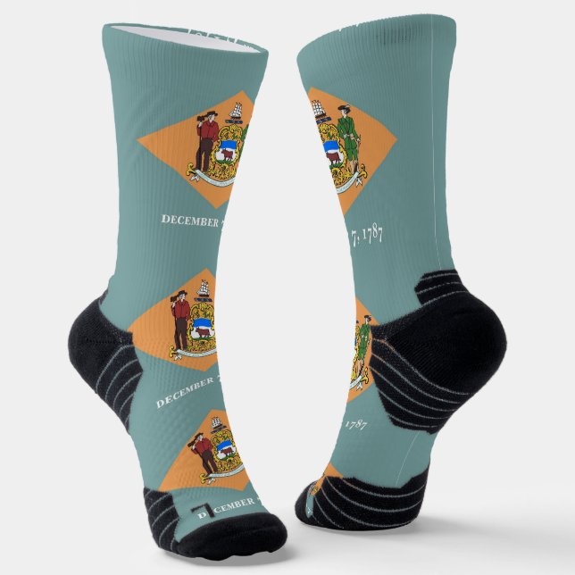 Athletic Crew Sock mit Fahne von Delaware, USA Socken (Gewinkelt)