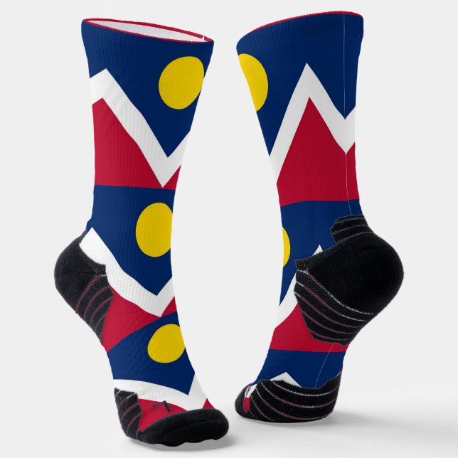 Athletic Crew Sock mit Fahne von Denver City, USA Socken (Gewinkelt)