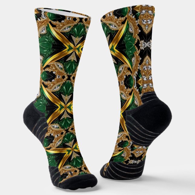 Athletic Crew Sock mit jamaikanischen Farben Socken (Gewinkelt)