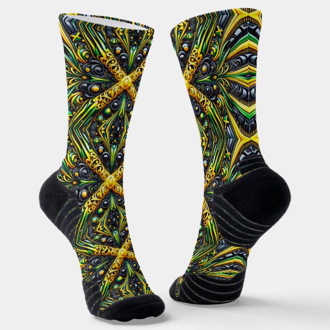 Athletic Crew Sock mit jamaikanischen Farben Socken (Gewinkelt)