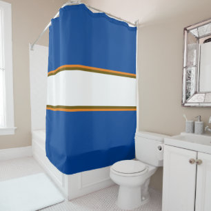 Athletic Deep Blue Orange White Racing Streifen Duschvorhang