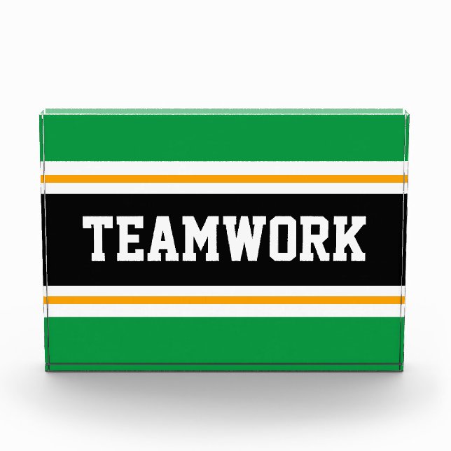 Athletic Green Schwarz-weiß TEAMWORK Stripes Fotoblock (Vorderseite)