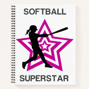 Athletic Pink Star Softball Superstar Grafik Notizbuch