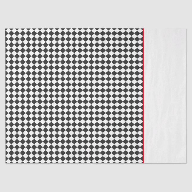 Athletic Schachbrett Pattern Sportteam Farben Rot Seidenpapier (Vorderseite)