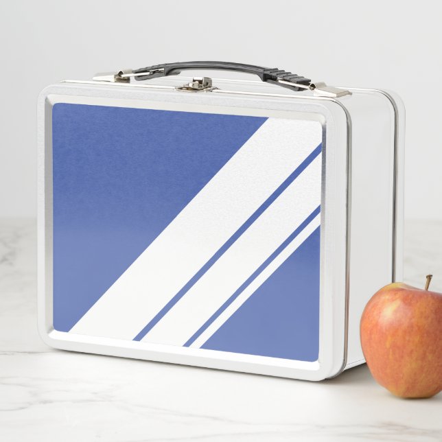 Athletic Sporty Blue Wide White Racing Streifen Metall Brotdose (Beispiel)
