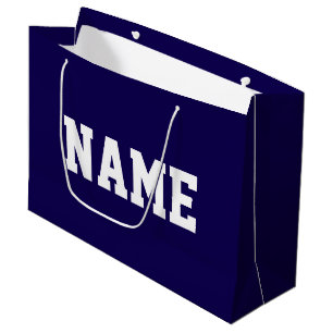 Athletic White YOUR NAME Text auf Deep Navy Blue Große Geschenktüte