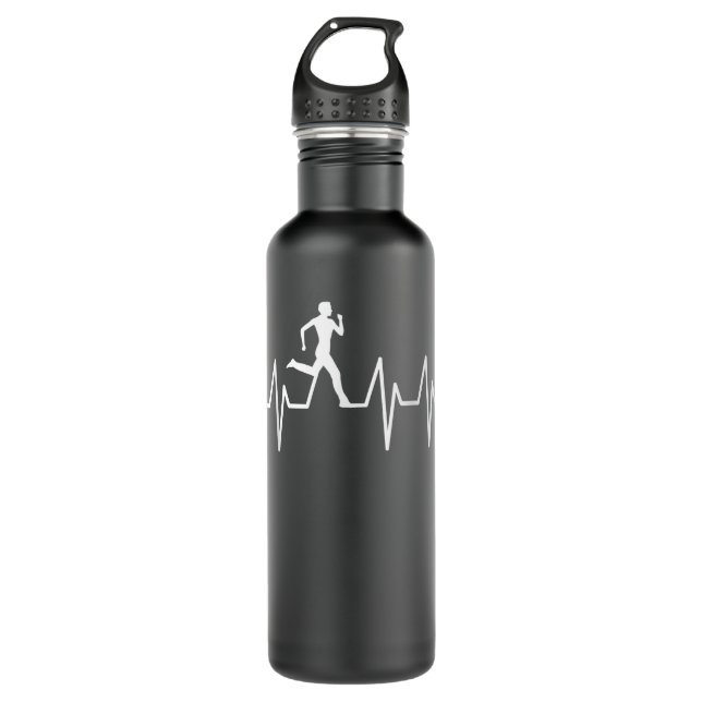 Athletics Heartbeat Puls - Funny Running Edelstahlflasche (Vorderseite)