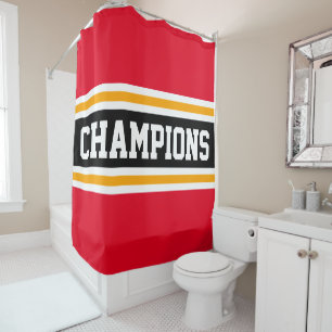 Athletische CHAMPIONEN Bright Red Black Racing Str Duschvorhang