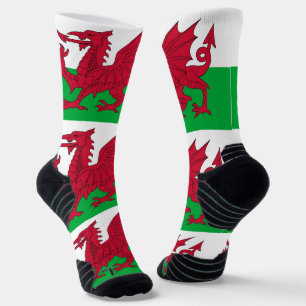 Athletische Crew Sock mit der Flagge von Wales, Gr Socken