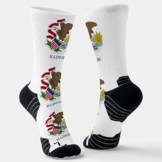 Athletische Crew Sock mit Fahne von Illinois, USA Socken (Gewinkelt)