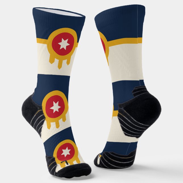 Athletische Crew Sock mit Fahne von Tulsa, Oklahom Socken (Gewinkelt)