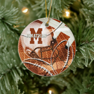athletische Geschenke Varieté monogramm Fußball Keramik Ornament