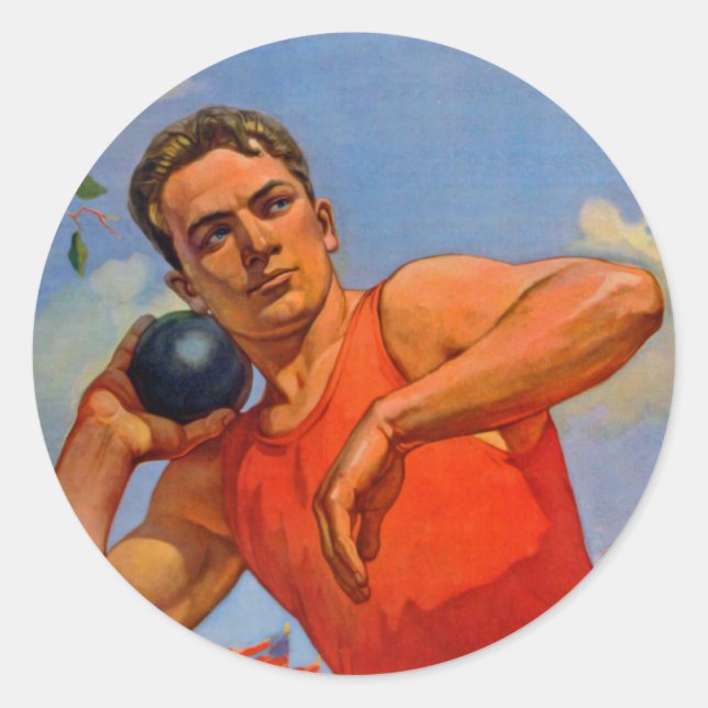 Athletische Propaganda Runder Aufkleber (Vorderseite)