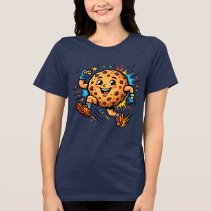 Athletischer Chocolate-Chip-Cookie-Lauftrickfilm-M Tri-Blend Shirt