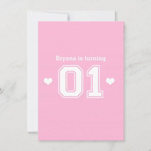 Athlétisme rose 01 1er anniversaire Invitations (Devant)