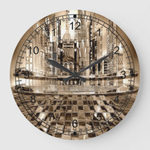 Athrochrous futuristische Stadt Große Wanduhr