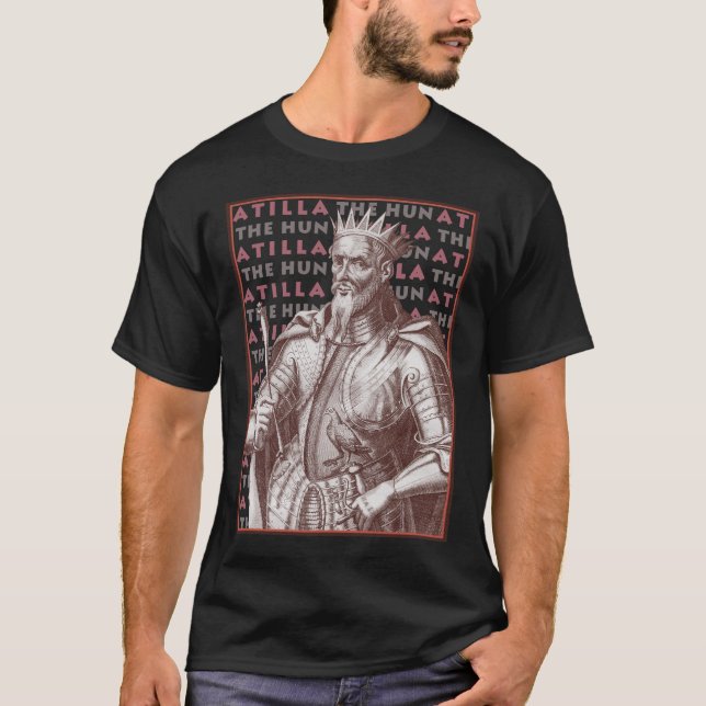 Atilla der Hunne - T - Shirt mit antikem Porträt (Vorderseite)