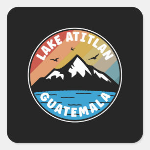 Atitlansee - Guatemala Vintage Quadratischer Aufkleber