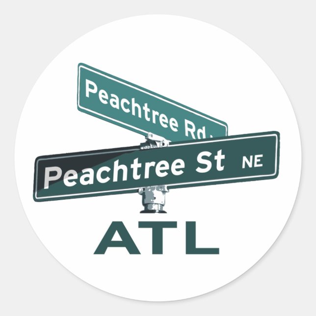 ATL Peachtree Signs Runder Aufkleber (Vorderseite)