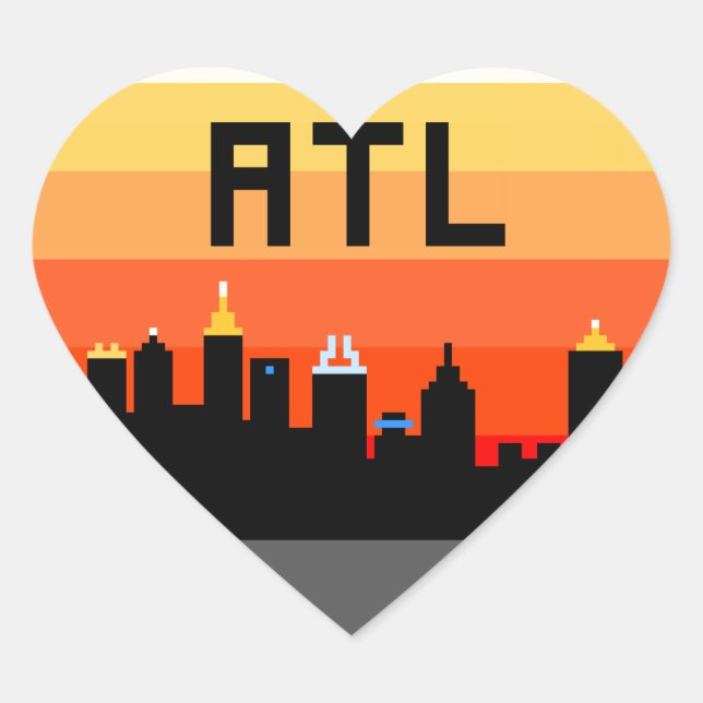 Atlanta 8-Bit Skyline ATL Herz-Aufkleber (Vorderseite)