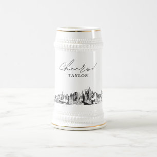 Atlanta Brautparty Geschenk Skyline Personalisiert Bierglas